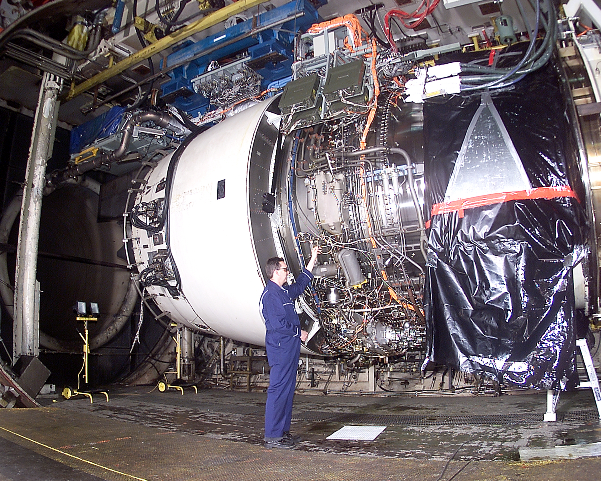 Aircraft engine, instrumentation, and precision tube assemblies in an aerospace test facility